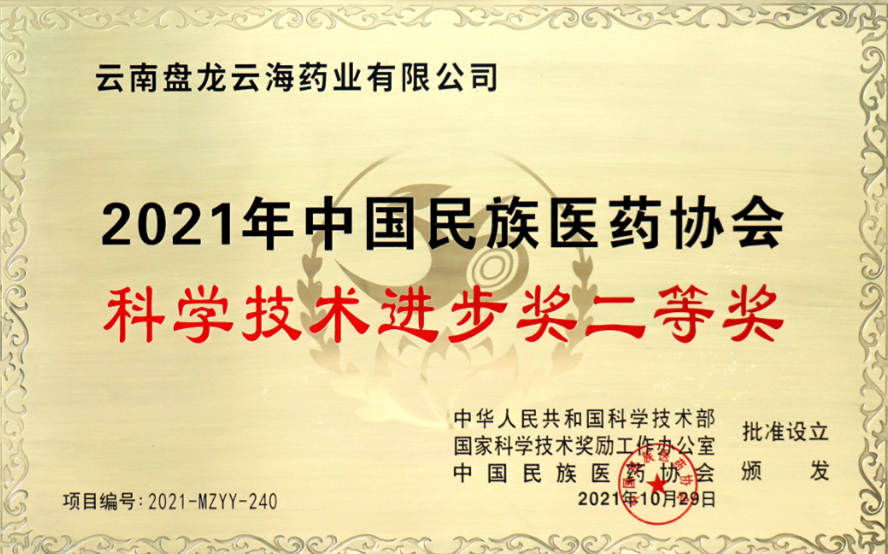 2021年中国民族医药协会科学技术进步奖二等奖